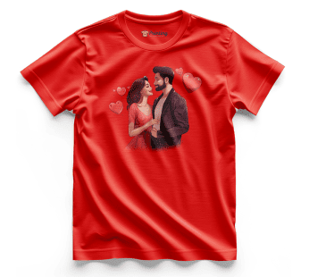 Couple Vector Printed Red T-Shirt ECCT-14